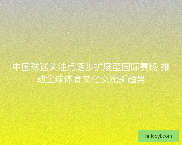 中国球迷关注点逐步扩展至国际赛场 推动全球体育文化交流新趋势